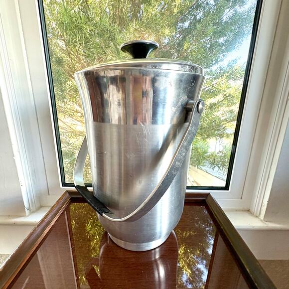 Vintage Italian Aluminum Champagne Ice Bucket Large Barware